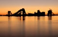 Australian tropical island sunset over shipwrecks Royalty Free Stock Photo