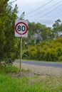 Australian's speed limit of 80 km per hour sign