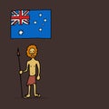 Australian aborigine and flag Royalty Free Stock Photo