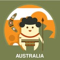 Australian Aborigine in Flat Style