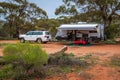 Australians enjoying holidays in caravans in the outback during the Covid-19 pandemic due to the restrictions on overseas travel Royalty Free Stock Photo