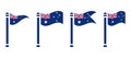 Vintage Australian flag set, isolated on white background, vector illustration. Royalty Free Stock Photo