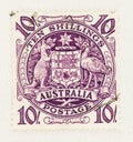 Australina 1949 Stamp with Kangaroo and Emu