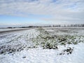 Austria, agricultural filed with snow