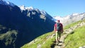 Austria. Alpine region `Stubai`. The Climber on a mountain path.