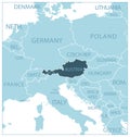 Austria - blue map with neighboring countries and names