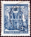 AUSTRIA - CIRCA 1957: A stamp printed in Austria from the `Buildings` issue shows Christkindl Church, circa 1957. Royalty Free Stock Photo