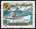 AUSTRIA - CIRCA 1989: A stamp printed in Austria shows Gisela paddle-steamer, circa 1989.