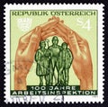 AUSTRIA - CIRCA 1983: A stamp printed in Austria shows hands protecting workers, circa 1983.