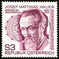 AUSTRIA - CIRCA 1983: A stamp printed in Austria shows composer Josef Matthias Hauer, circa 1983.