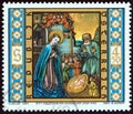 AUSTRIA - CIRCA 1984: A stamp printed in Austria shows Holy Family detail, Aggsbach Old High Altar, 1450, circa 1984. Royalty Free Stock Photo