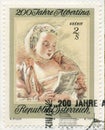 AUSTRIA - CIRCA 1969: stamp printed by Austria shows painting Reading lady and Small Child, circa 1969