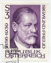 AUSTRIA - CIRCA 1981: stamp printed in Austria shows portrait of Sigmund Freud, neurologist, founder of psychoanalysis, a clinical