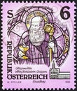 AUSTRIA - CIRCA 1993: A stamp printed in Austria shows St. Benedict of Nursia, Mariastern Abbey, Gwiggen, circa 1993.