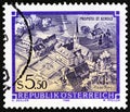 AUSTRIA - CIRCA 1986: A stamp printed in Austria shows St. Gerold`s Priory, Vorarlberg, circa 1986. Royalty Free Stock Photo