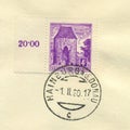 AUSTRIA - CIRCA 1960: stamp printed in Austria shows Wienertor, Vienna Gate, Hainburg Lower Austria, circa 1960 Royalty Free Stock Photo