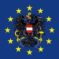 Austria coat of arms on the European Union flag Royalty Free Stock Photo