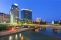 Austria, Danube canal in Vienna by night Royalty Free Stock Photo