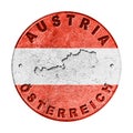 Austria Flag Button with Map Royalty Free Stock Photo