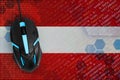 Austria flag and computer mouse. Digital threat, illegal actions on the Internet