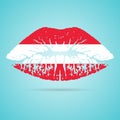 Austria Flag Lipstick On The Lips Isolated On A White Background. Vector Illustration. Royalty Free Stock Photo