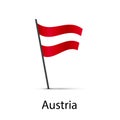 Austria flag on pole, infographic element on white