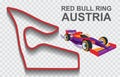 Austria grand prix race track for Formula 1 or F1. Detailed racetrack or national circuit