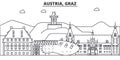 Austria, Graz architecture line skyline illustration. Linear vector cityscape with famous landmarks, city sights, design