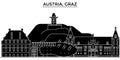 Austria, Graz architecture vector city skyline, travel cityscape with landmarks, buildings, isolated sights on