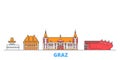 Austria, Graz line cityscape, flat vector. Travel city landmark, oultine illustration, line world icons