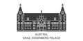 Austria, Graz, Eggenberg Palace travel landmark vector illustration
