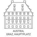Austria, Graz, Hauptplatz travel landmark vector illustration