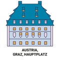 Austria, Graz, Hauptplatz travel landmark vector illustration