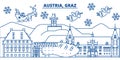 Austria, Graz winter city skyline. Merry Christmas, Happy