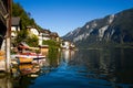 Austria. The city of Hallstatt, a beautiful, tourist city on the lake among the big mountains