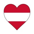 Austria Heart Shape Flag. Love Austria. Visit Austria. Western Europe. Europe. European Union. Vector Illustration Graphic