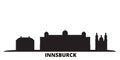 Austria, Innsburck city skyline isolated vector illustration. Austria, Innsburck travel black cityscape Royalty Free Stock Photo