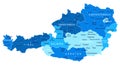 Austria map. Cities, regions. Vector