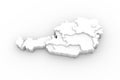 Austria map 3D white with states stepwise and clipping path