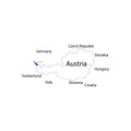 Austria map and neighboring countries sign. eps ten