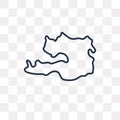 Austria map vector icon isolated on transparent background, line