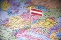 Austria marked with a flag on the map Royalty Free Stock Photo