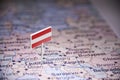 Austria marked with a flag on the map Royalty Free Stock Photo