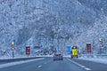 Austria, A10 motorway from Salzburg to Villach in winter with sn Royalty Free Stock Photo