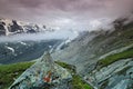 Austria mountain, summer green mountains with blue sky and white clouds. Mountain scenery in summer, Hohe Tauern, Austria, Europe Royalty Free Stock Photo