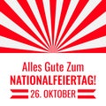 Austria National Day typography poster in German. Austrian holiday celebrate on October 26. Vector template for banner