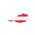 Austria national flag in a shape of country map Royalty Free Stock Photo