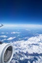 AUSTRIA - October 2016: The alps as seen from an airplane, wing view with plane turbine or engine Royalty Free Stock Photo