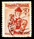 Austria postage stamp, depicting folk costume, Year 1948