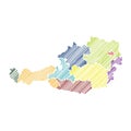 Austria with states, thread map line vector illustration 1 Royalty Free Stock Photo